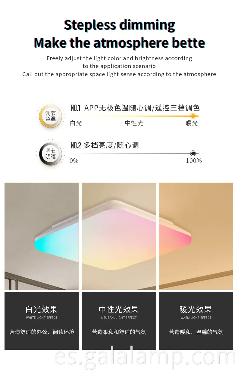 Smart RGBW Luz de techo dimmable con características de control remoto